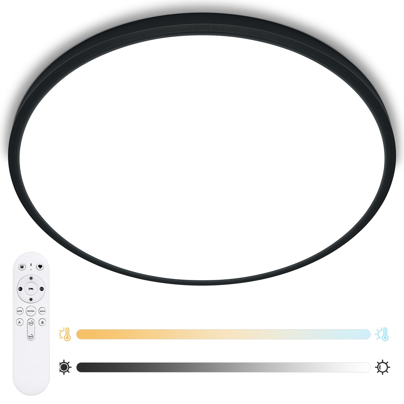 Hovenla 24 Inch Large Led Flush Mount Ceiling Light Fixtures - 56W Dimmable Kitchen Ceiling Light With Remote, 5600Lm, 3000K/450