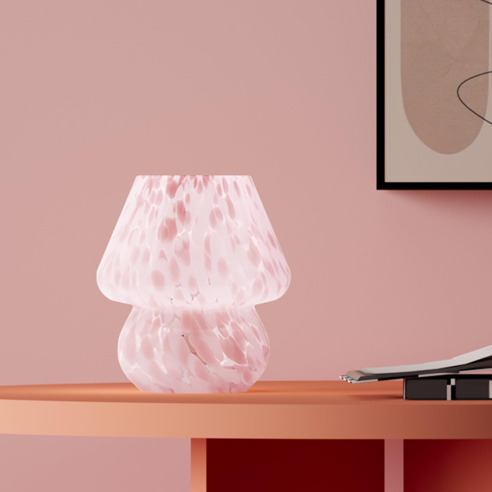 Dawnwake Mushroom Lamp Table Lamp for Bedroom Small Desk Bedside Lamps for Living Room Mushroom Decor Cute Mini Modern Mid Century Lamps for Night Stands Aesthetic Home Living Room Decor(Blush Pink)