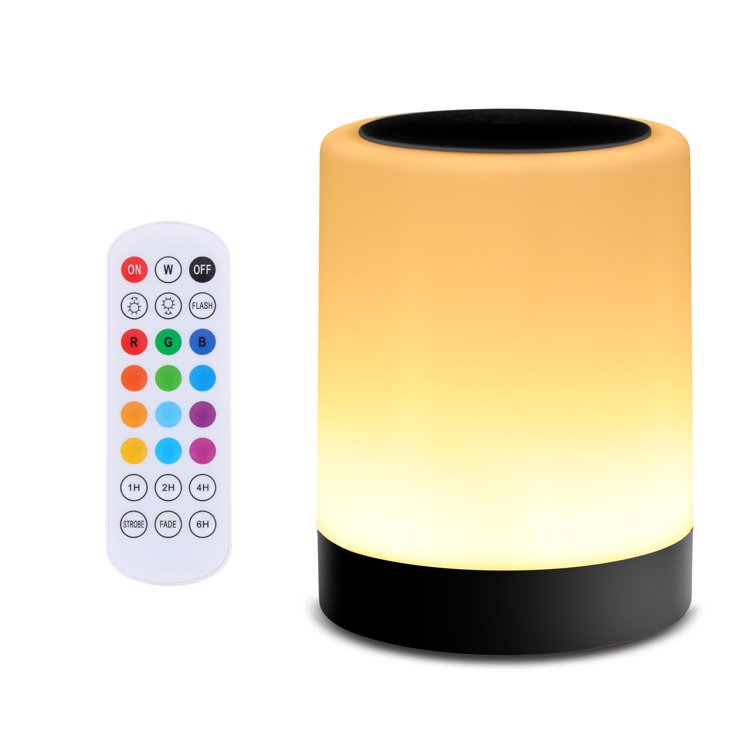 OORUN Touch Bedside Table Lamp, 13 RGB Colors, 5 Brightness Levels, USB Rechargeable, Black, Model F8, 3.74inD x 3.74inW