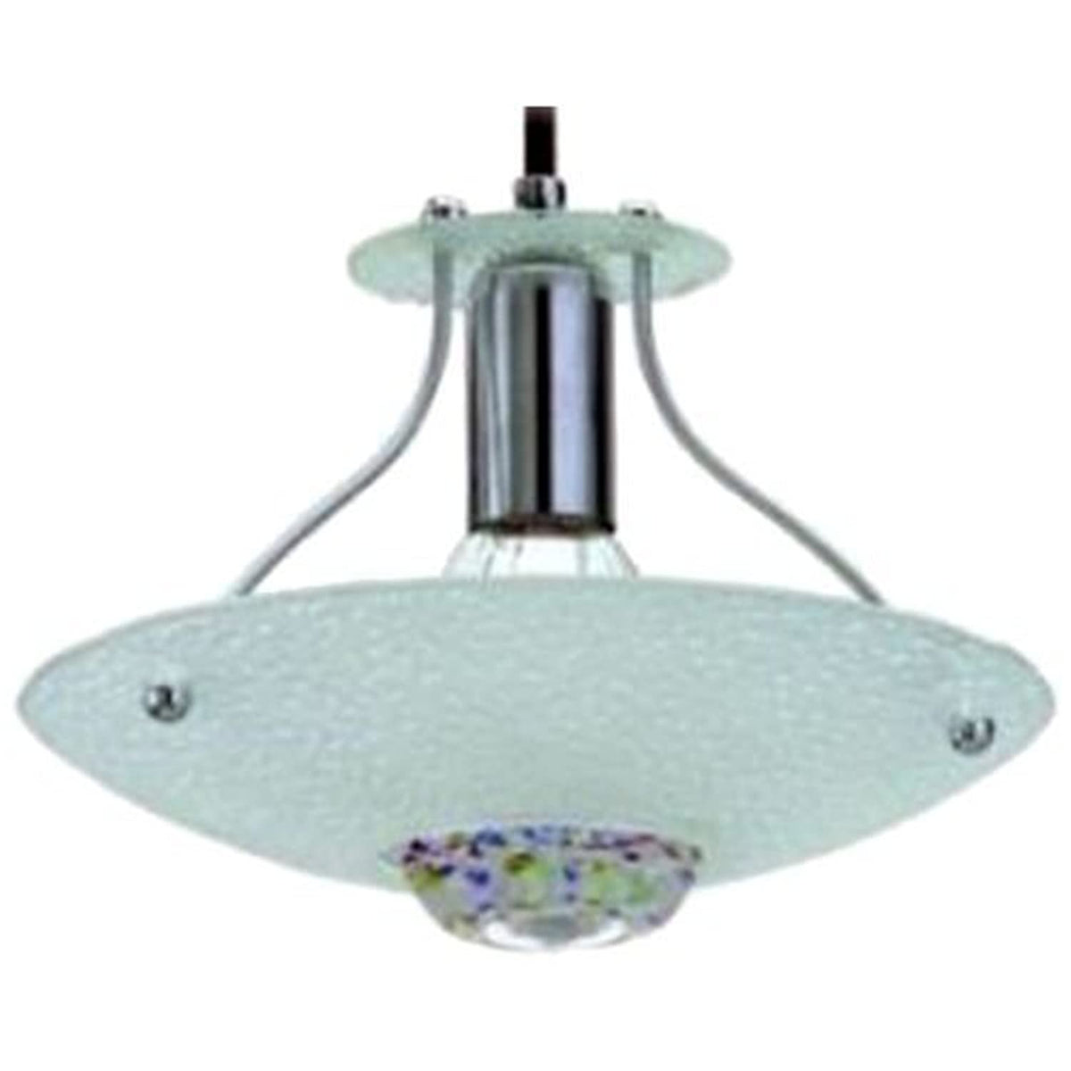 Cal 6.5'' Tall Glass And Metal Pendant In Brushed Steel Chrome/Metal/Round/Brushed Steel/Lifestyle/20W