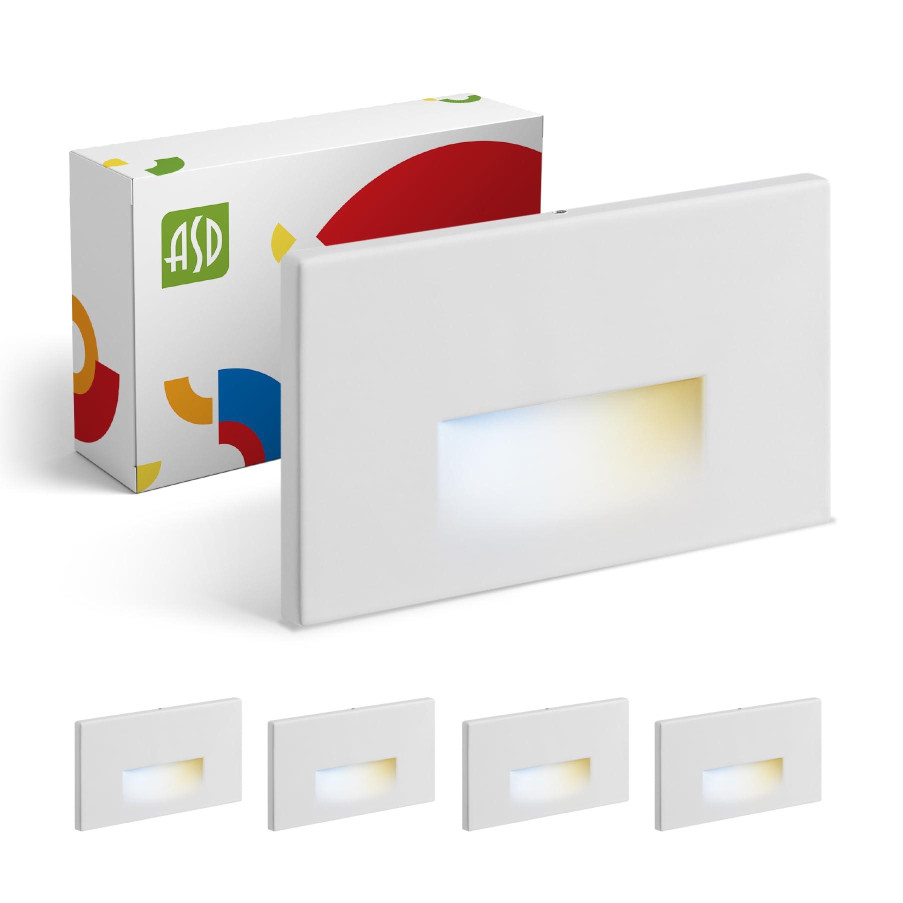 ASD LED Recessed Step Light Fixture 3W 120LM Dimmable Waterproof 4.75 Inch White 4 Pack Model A-LSTL-HD3CC-WH(4p