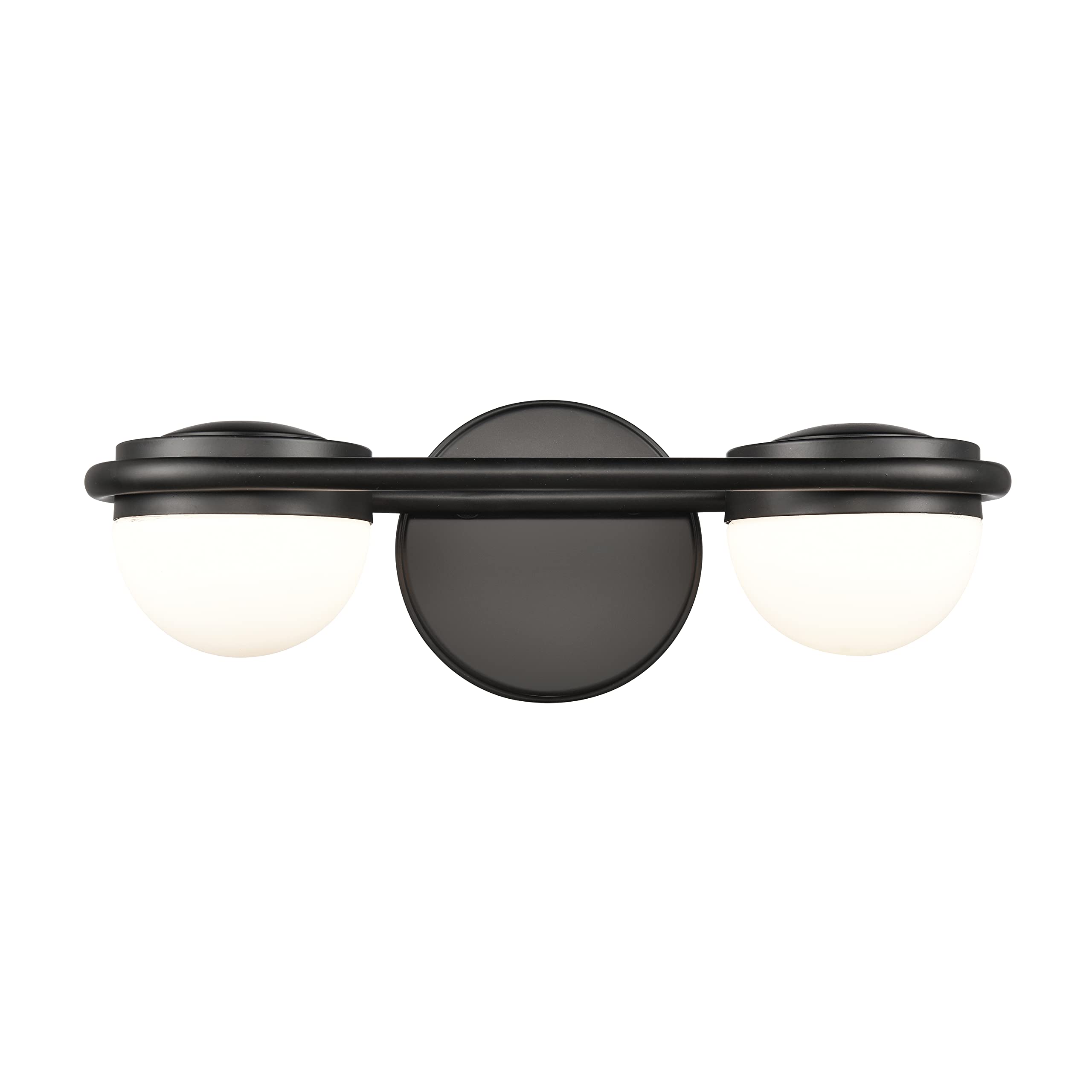 Elk Home Nelly 2-Light Vanity Light, Matte Black, Opal Glass, Modern Style, 14W X 6D