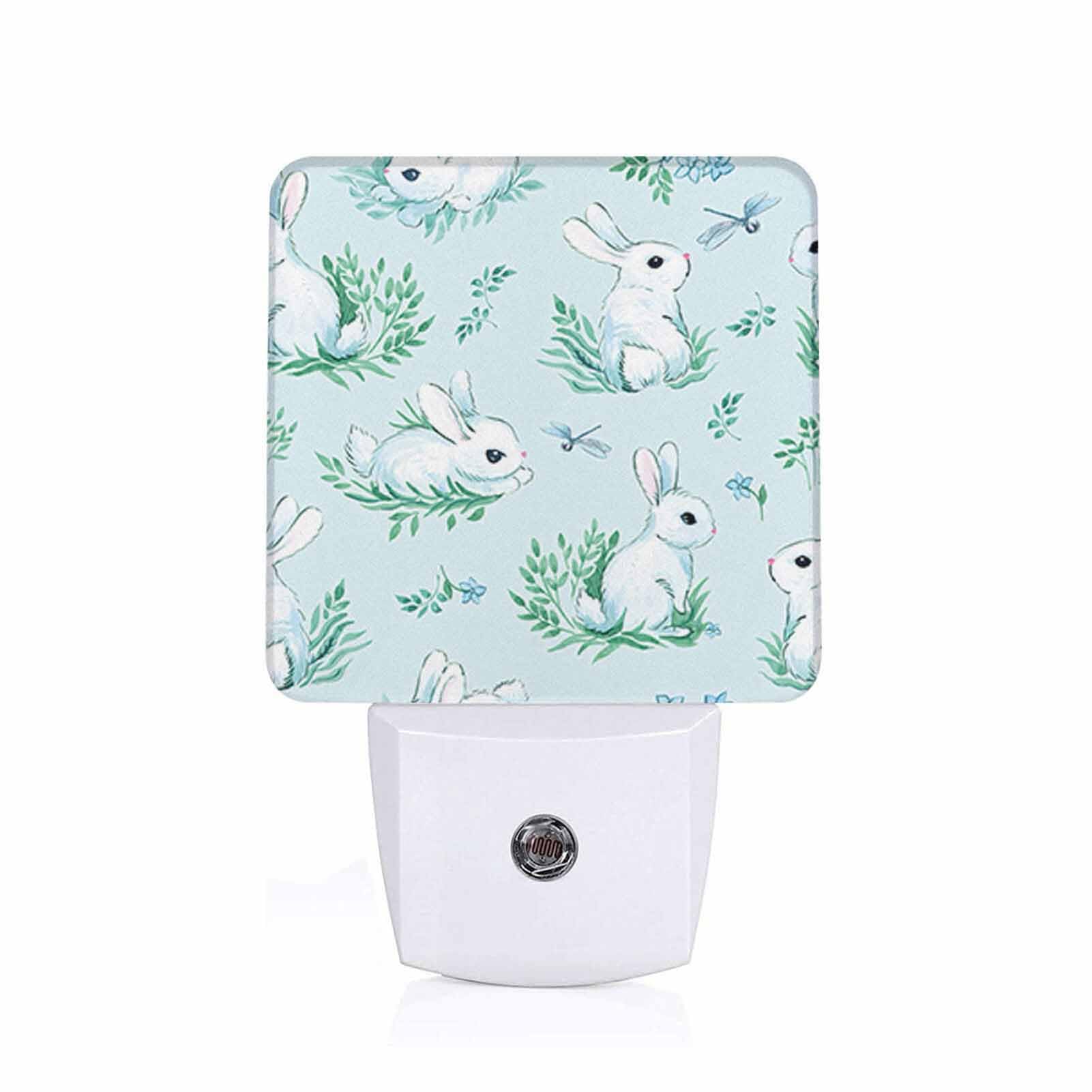 Chrobak LED Night Light with Dusk to Dawn Sensor, White Rabbits Design, Model WML-Night-Light-231023-123