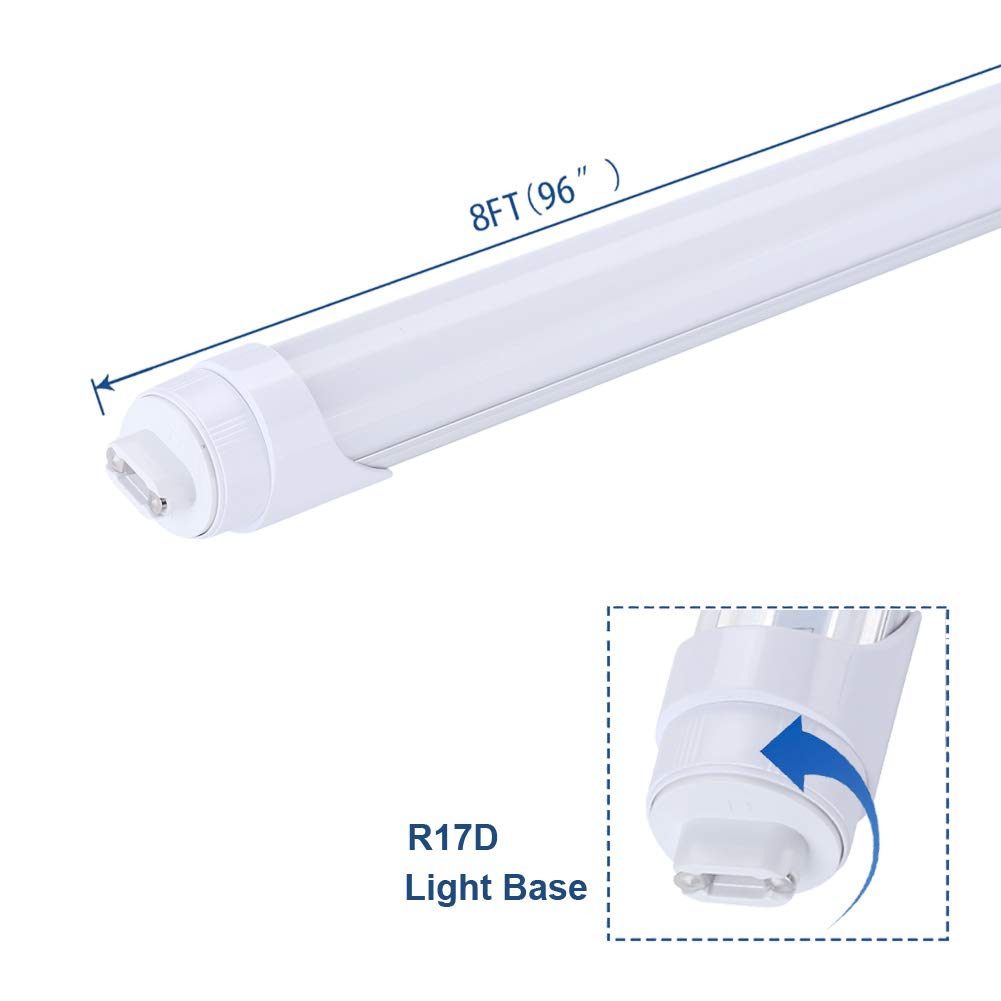 Jomitop R17D 8 Foot Led Bulb Tube Light Ho Base Rotatable Frosted Cover 45W, Replacement 100W Fluorescent Lamp Shop Lights,Dual-