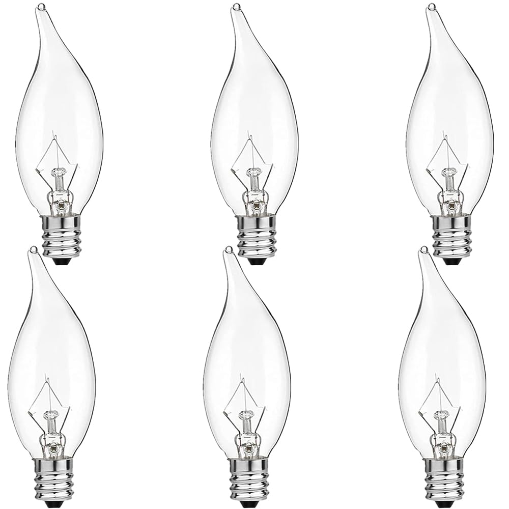 E12 Candle Light Bulbs,60W Candelabra Light Bulbs, E12 B10 Clear Candle Base Bulb With Warm White 2700K, 600 Lumen Dimmable, Fla