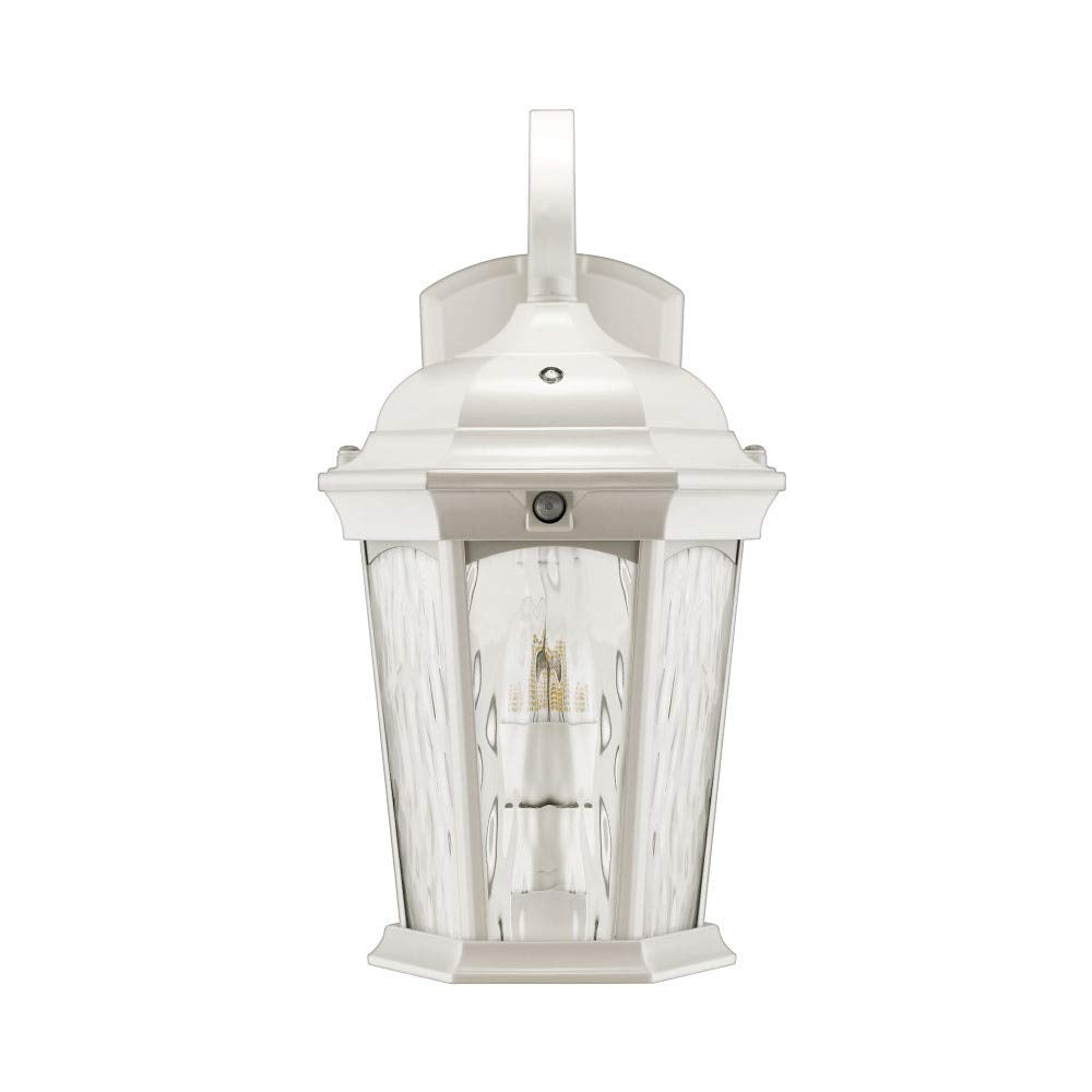 Euri Lighting Flickering Flame Lantern with Security Light, 3000K, White, Model EFL-140W-MD, Pack of 1, Aluminum