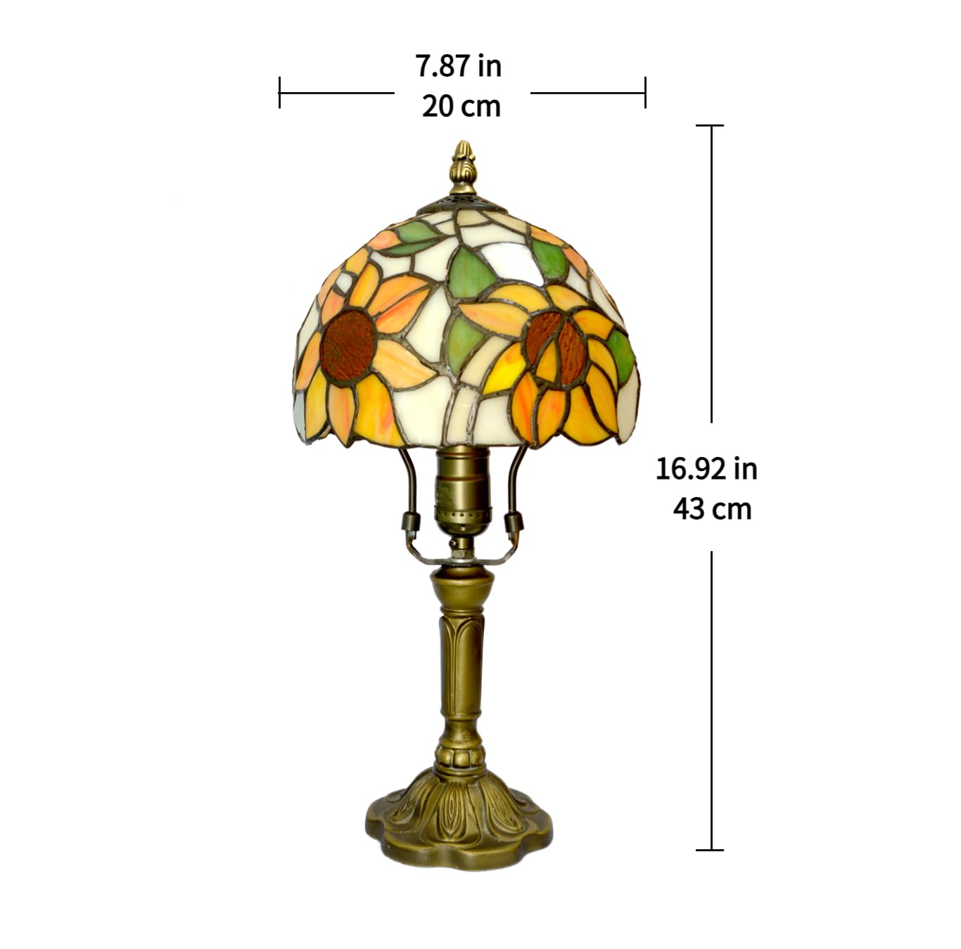 BMXKPO Tiffany Stained Glass Table Lamp, 8 Inch Yellow Sunflower Design, Includes 3 Way LED Bulb, Ideal for Bedroom & Living Room