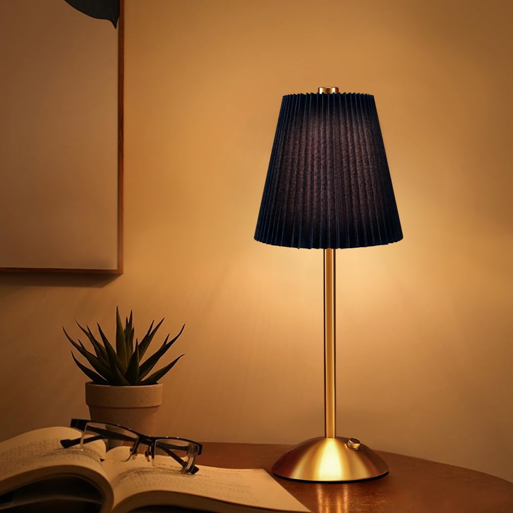 Hpufkot Led Metal Table Lamp - 3-Color Fabric Shade, Black, Model Zzbzd, Ideal For Bedroom, Nursery, Or Patio