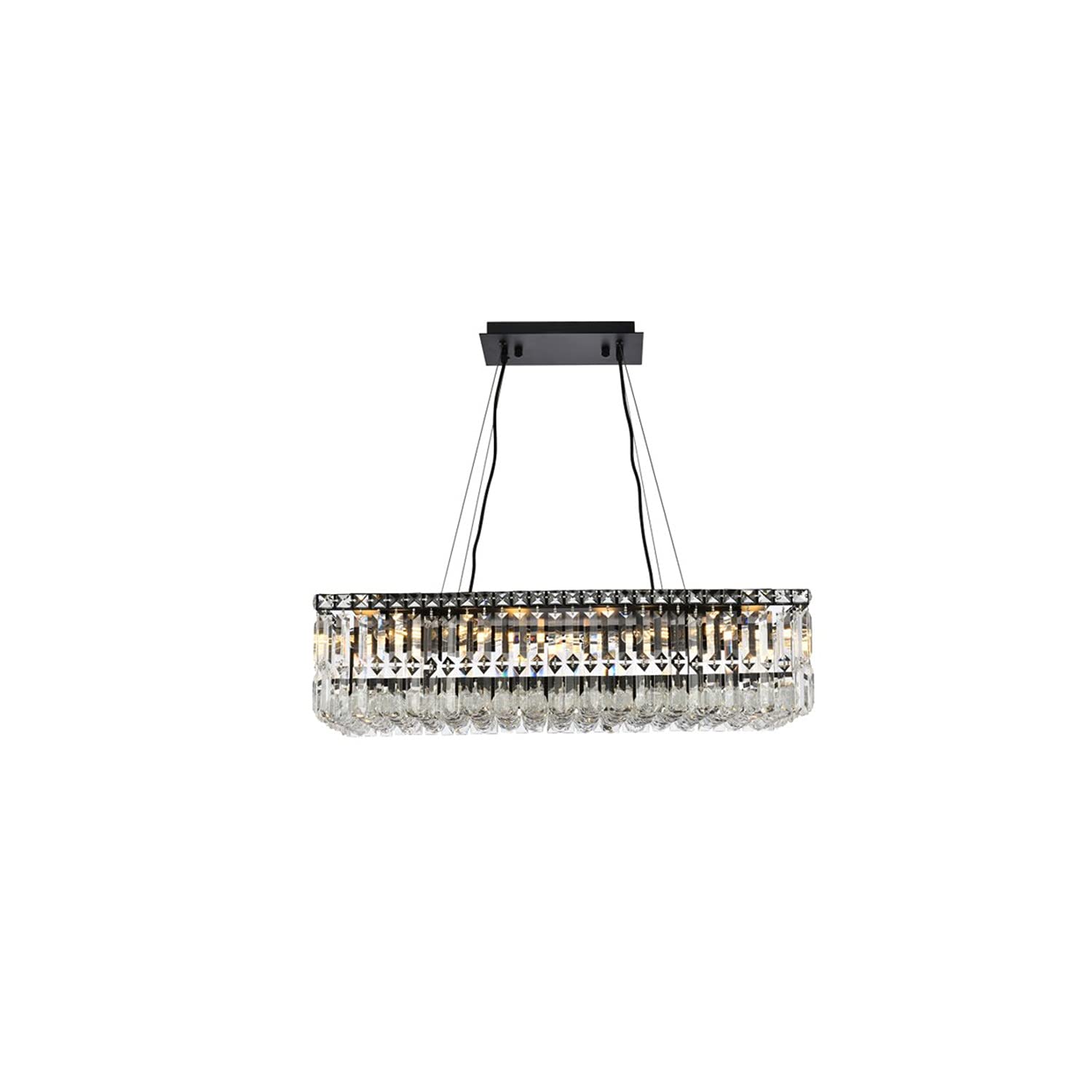 Elegant Lighting Maxime 28&quot; Black Metal & Crystal Chandelier - Modern Home Decor