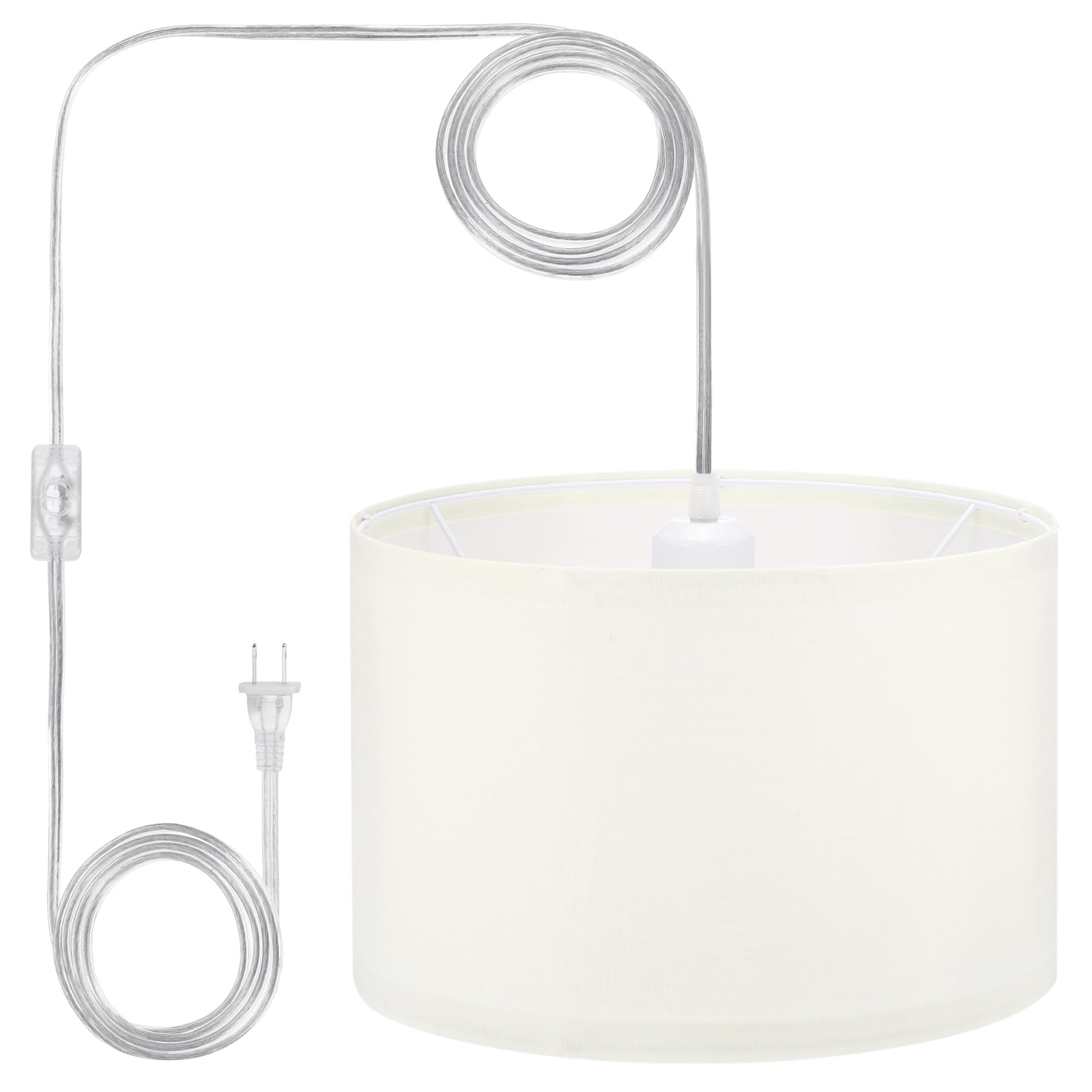 PATIKIL Pendant Light, 15Ft Rope Cord, E26/E27 Socket, Linen Fabric Sh ...