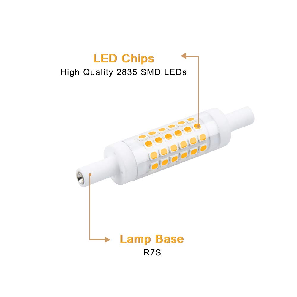 Bonlux R7S LED Light Bulb 5W (45W Halogen Equivalent) Warm White 3000K - 78mm Double Ended Floodlight - 2 Pack