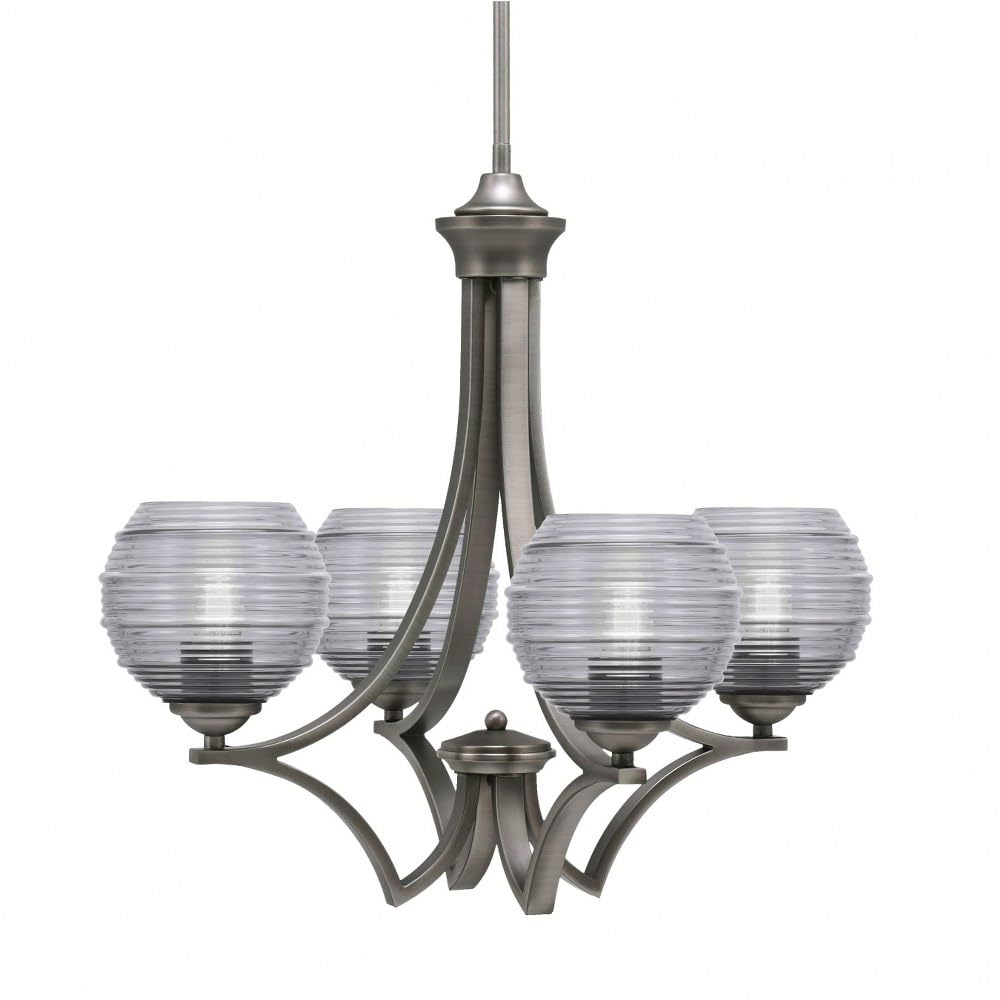 Toltec Lighting 564-Gp-5112 Zilo - 4 Light Uplight Chandelier-19.75 Inches Tall And 21 Inches Wide, Finish Color: Graphite, Glass Color: Smoke Ribbed