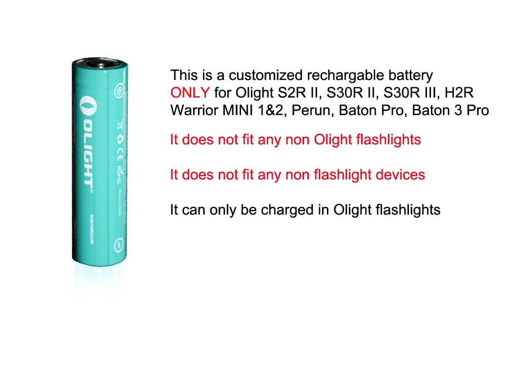 Olight 186C35 Customized Rechargeable Battery For S30R Ii, S30R Iii, S2R Ii, Warrior Mini 2 & 3 Flashlight And H2R, Perun Headla