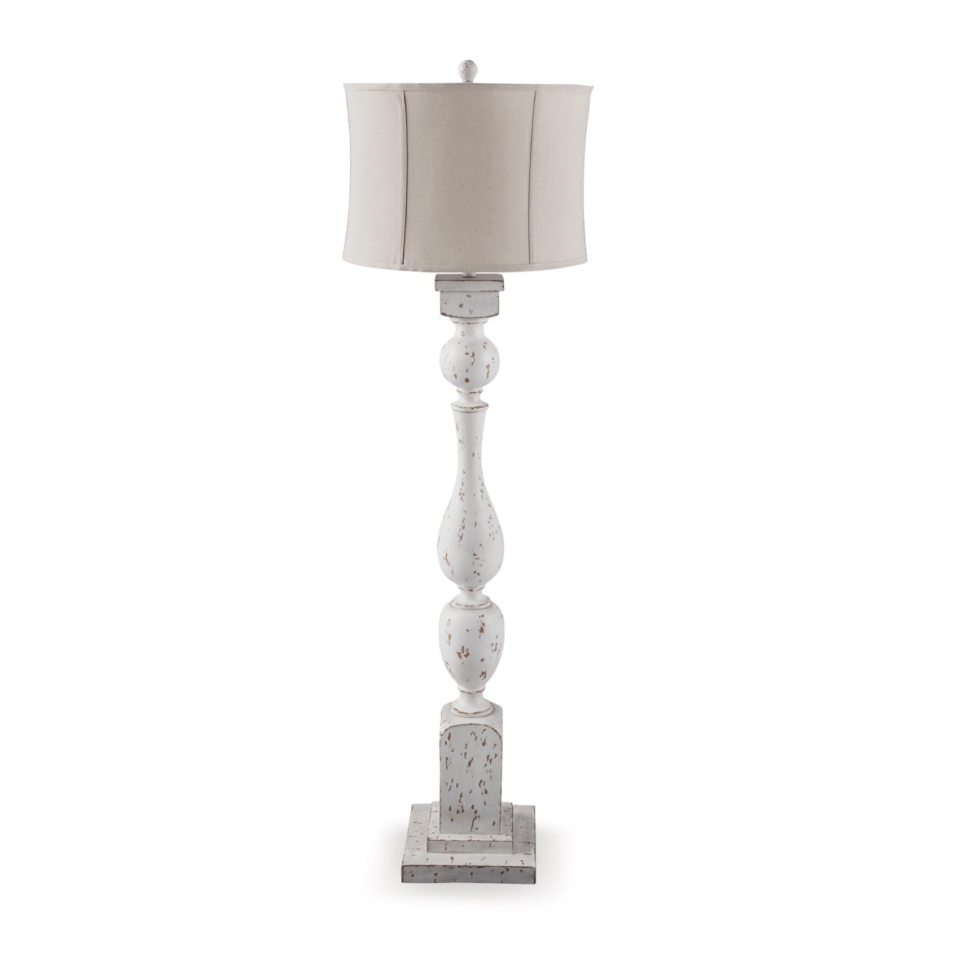 Signature Design by Ashley Madsbrook Vintage Polyresin Floor Lamp with 3-Way Switch, White & Light Brown