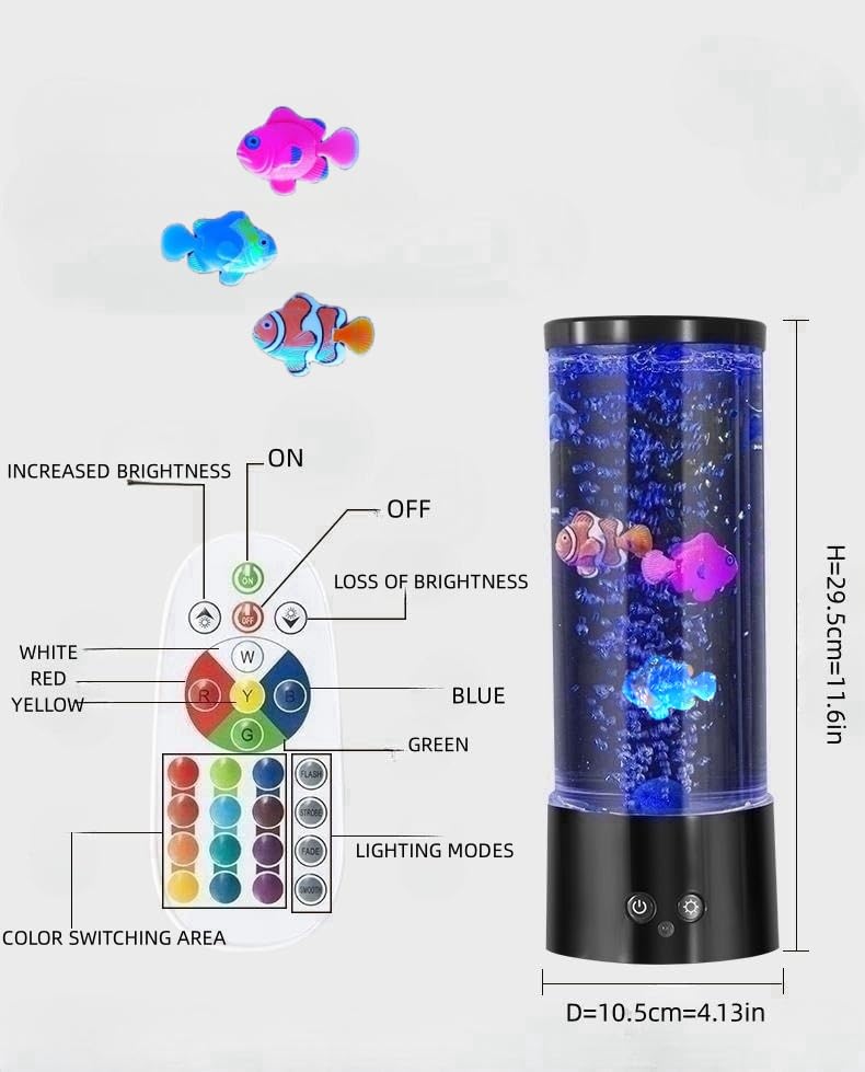 ORDERSOON Bubble Fish Lamp - Mood Night Light for Kids & Adults, Relaxing Home Decoration, Model PY-CL