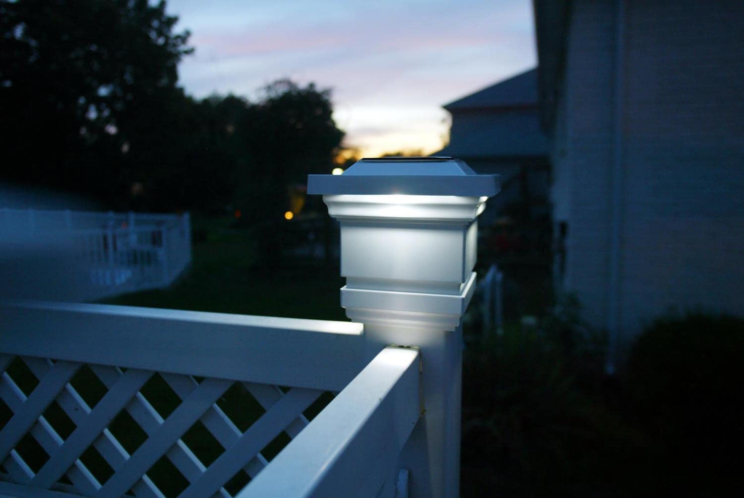 Classy Caps Solar Post Cap Set of 2, 4x4, White PVC, Model SLO74W, 7 x 7 x 6.5 inches