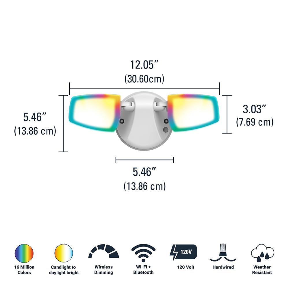Halo Esf Wiz Smart Non-Motion Security Flood Light180-Watt Equivalent 2200 Lumens White