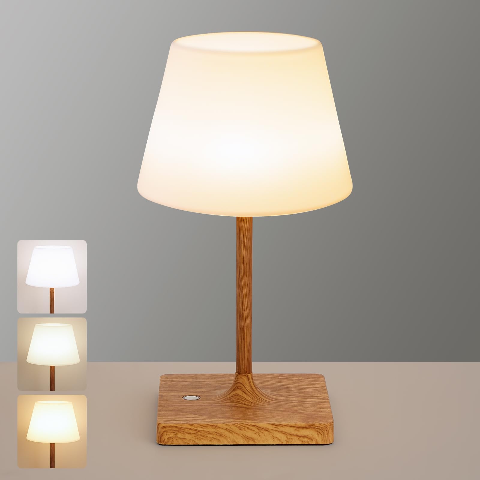 Cordless Table Lamp Waterproof,4000mAh Battery Rechargeable Desk Lamp for Indoor & Outdoor Use,3 Color-temps & Dimmable LED Nigh