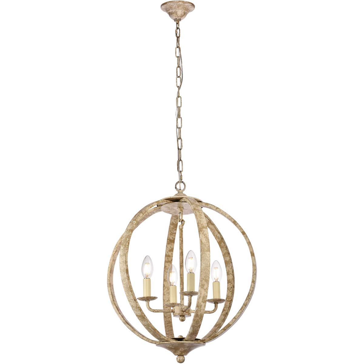 Elegant Lighting LD6011D18 Marlow 4 Light 18&quot; Wide Taper Candle Pendant, Weathered Dove