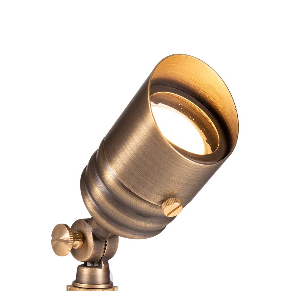 VOLT Fat Boy 12V Brass Outdoor Mini Spotlight (Bronze) with 5W 2700K MR16 LED Bulb & Ground Stake