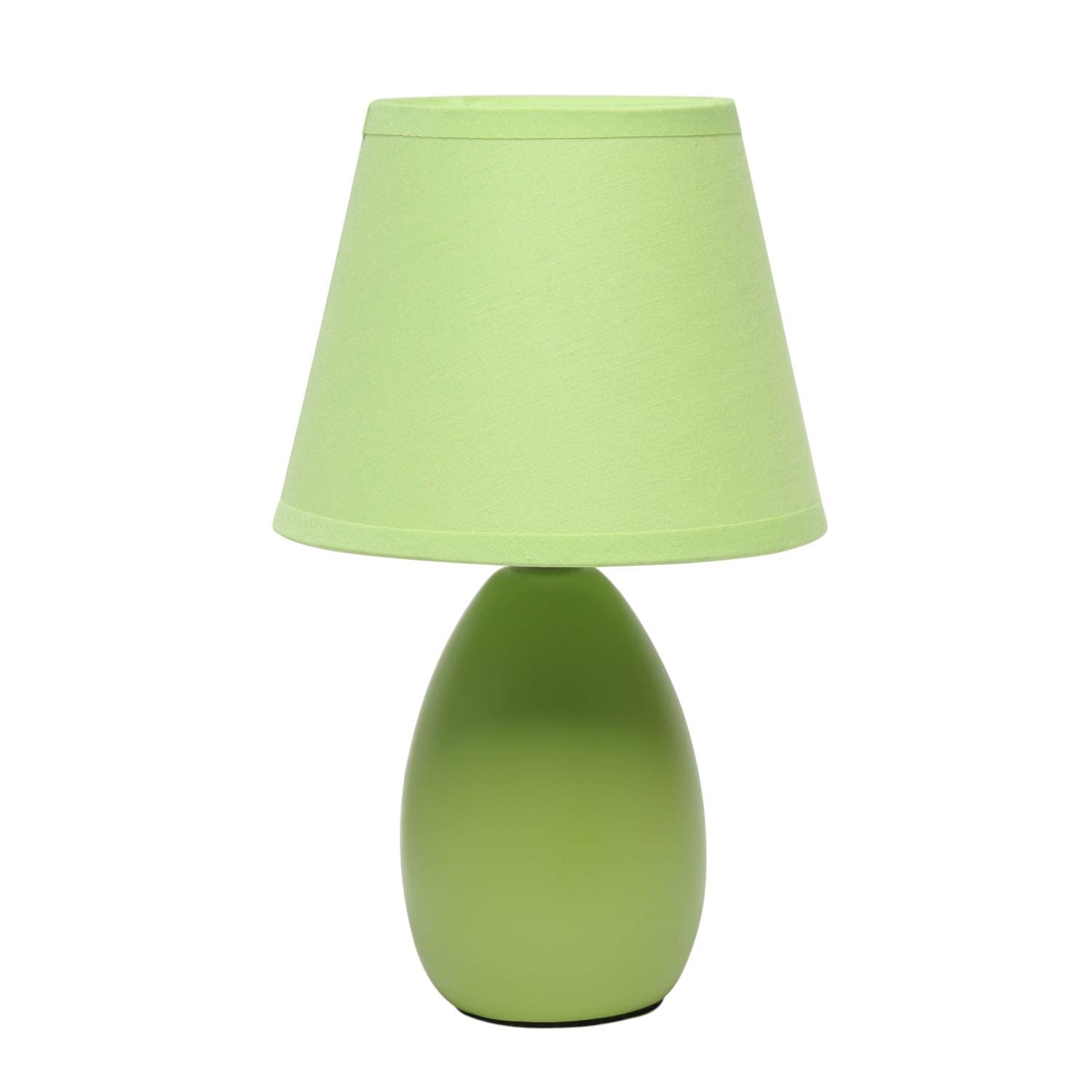 Creekwood Home 9.45&quot; Green Ceramic Bedside Table Lamp With Drum Shade