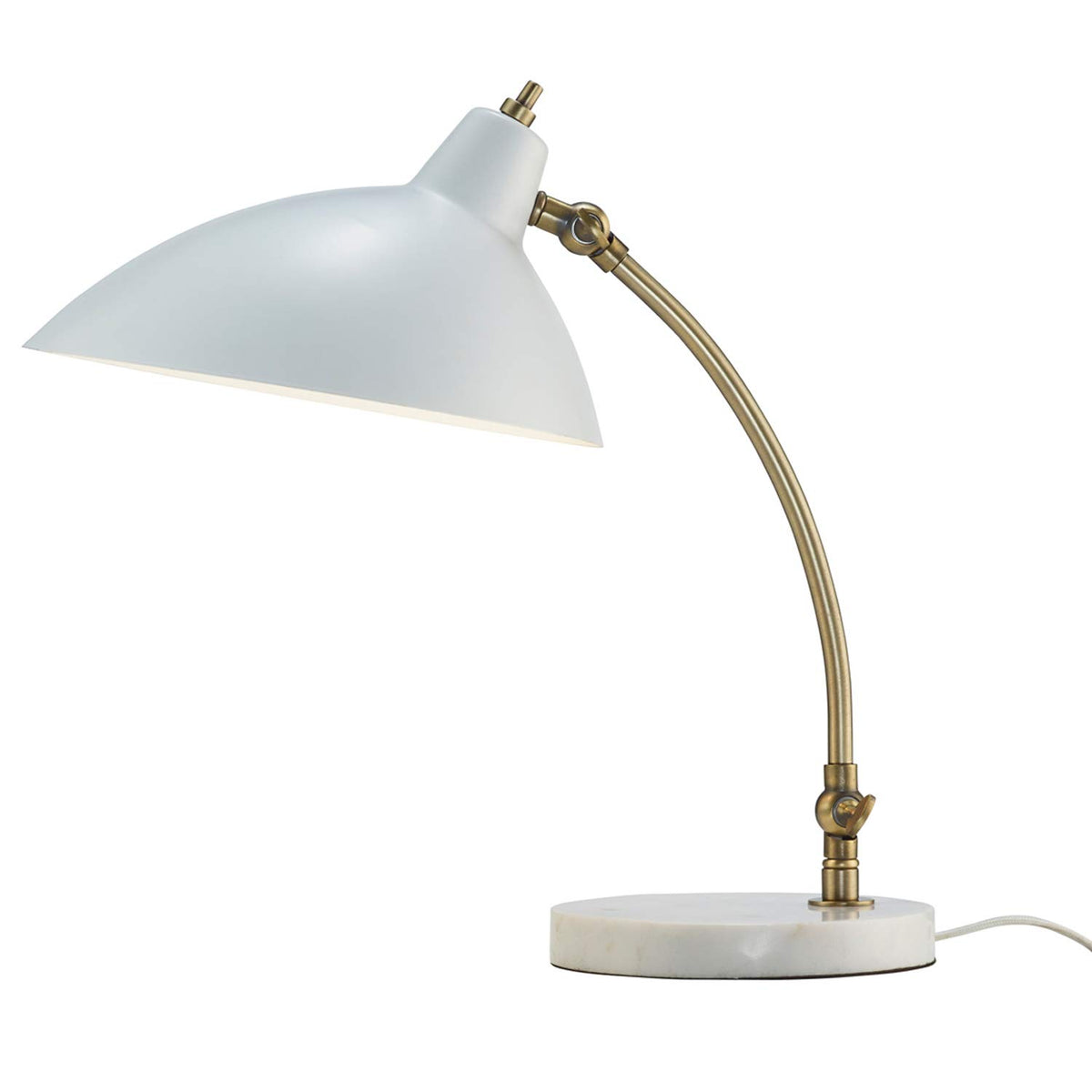 HomeRoots Lighting 10.5'' X 15-18.5'' X 15-18'' White Metal Desk Lamp