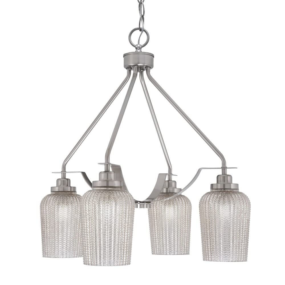Toltec Lighting 2604-Bn-4253 Odyssey - 3 Light Downlight Chandelier-23.75 Inches Tall And 19 Inches Wide, Finish Color: Brushed Nickel, Glass Color: Silver Textured