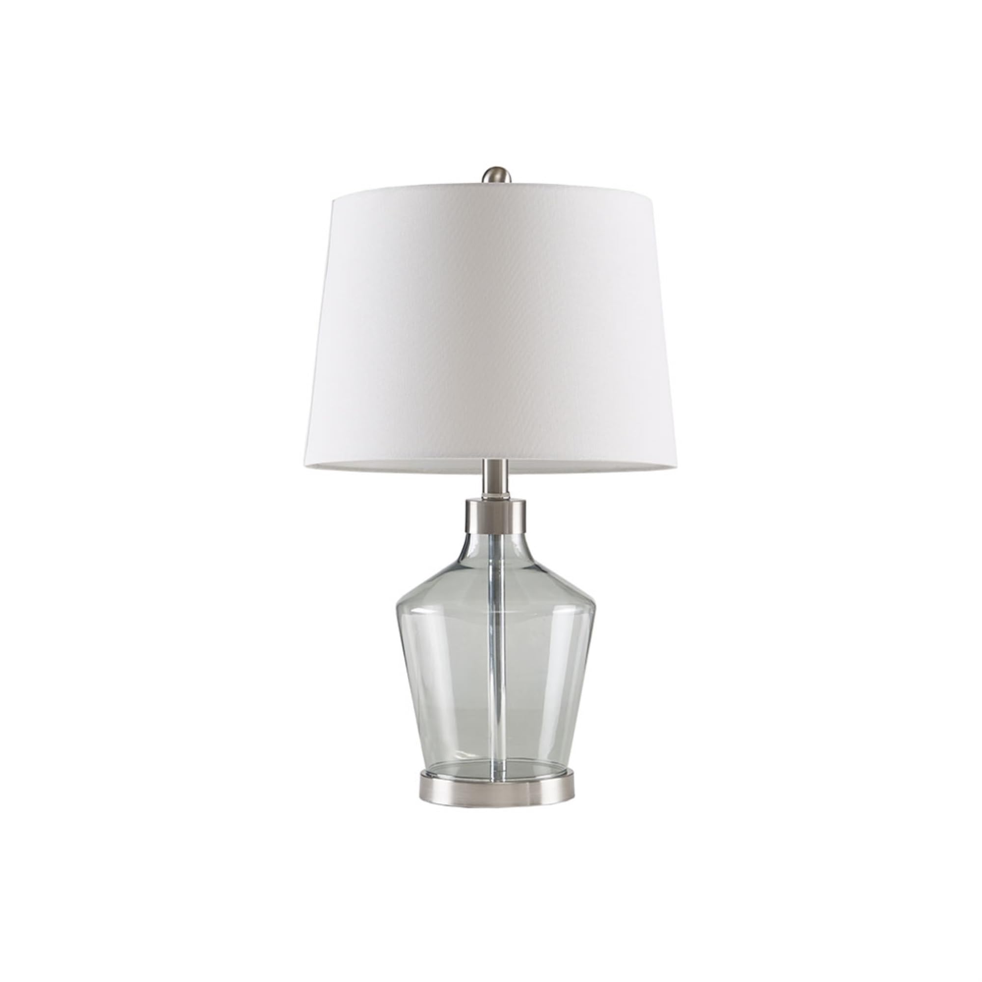 Ergode Angular Glass Table Lamp Set of 2 - Modern & Sophisticated Grey Glass Body - White Tapered Drum Shade - Type A Light Bulb Included