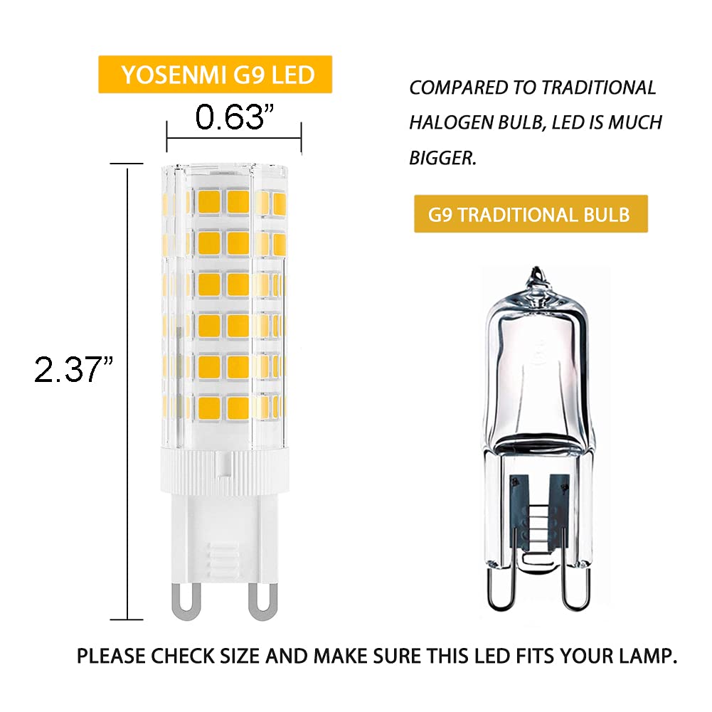 Yosenmi G9 Led Bulb 7W, 60W G9 Halogen Bulb Equivalent, 650Lm, Ac 100V-240V, Daylight White 6000K, Non-Dimmable G9 Bulbs For Hom