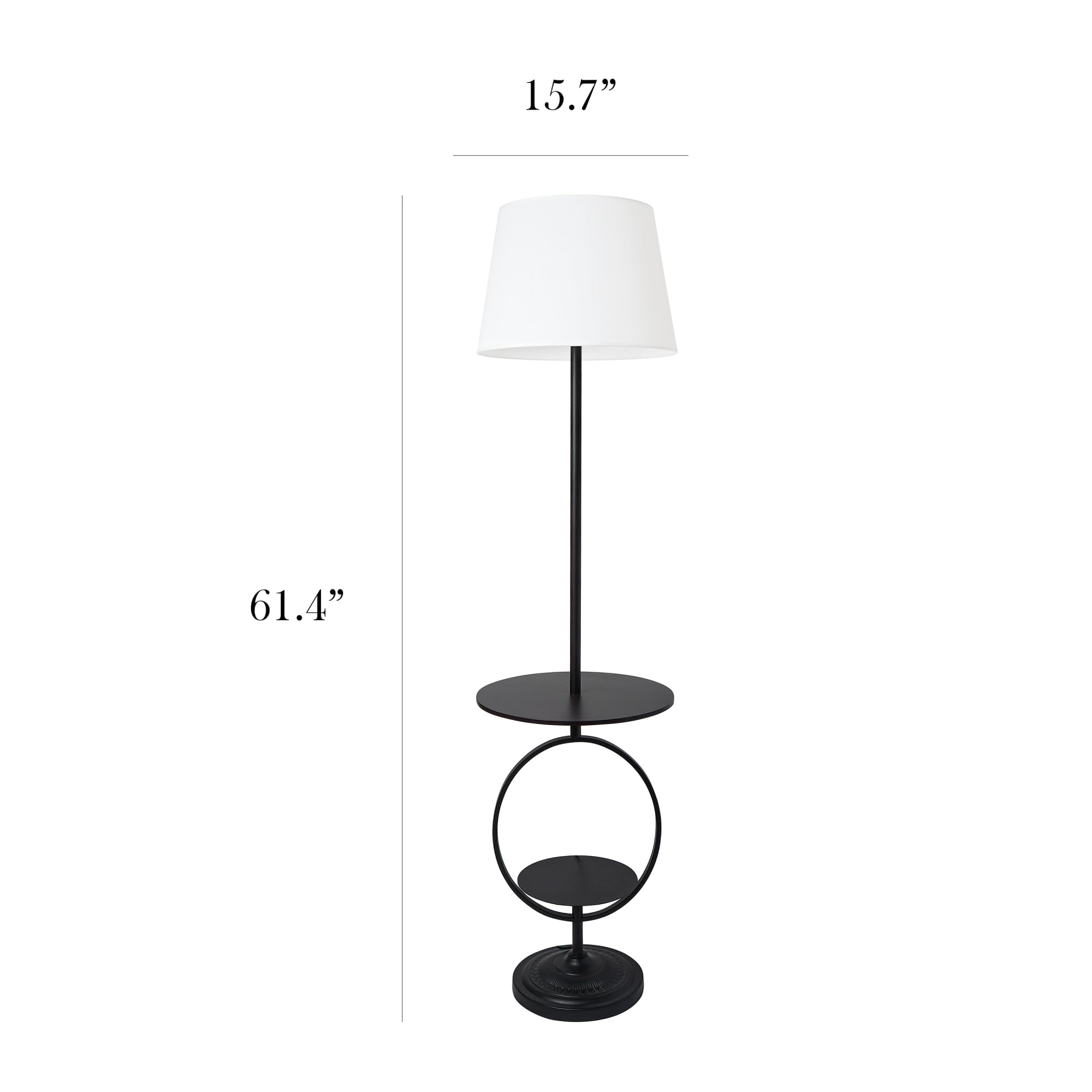 Elegant Designs Lf1023-Blk Bedside Nightstand End Table Dual Shelf Decorative Floor Lamp, Black