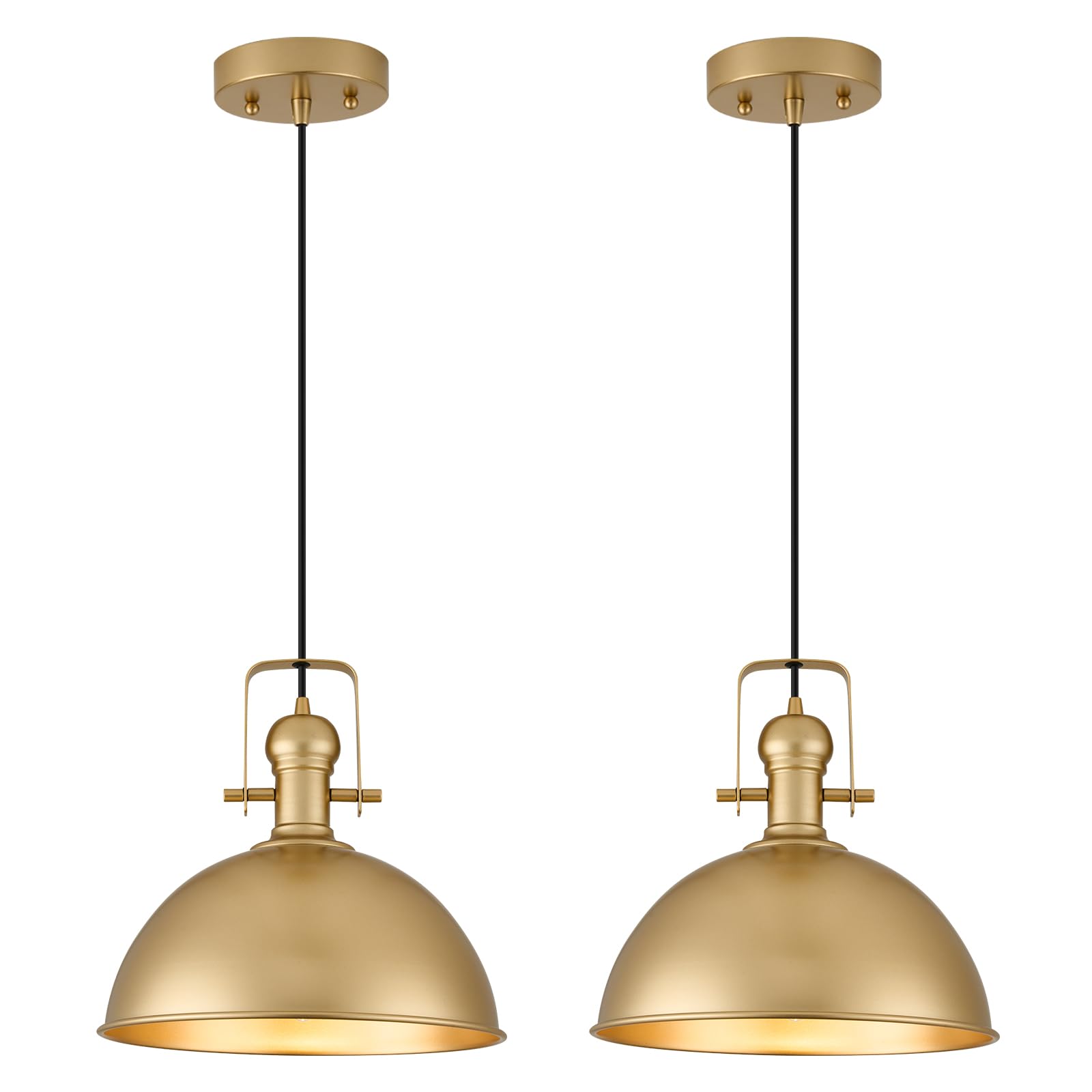 ALAISLYC Pendant Light Fixture - 12 Inch Gold Industrial Dome - Adjustable Height - 1 Pack