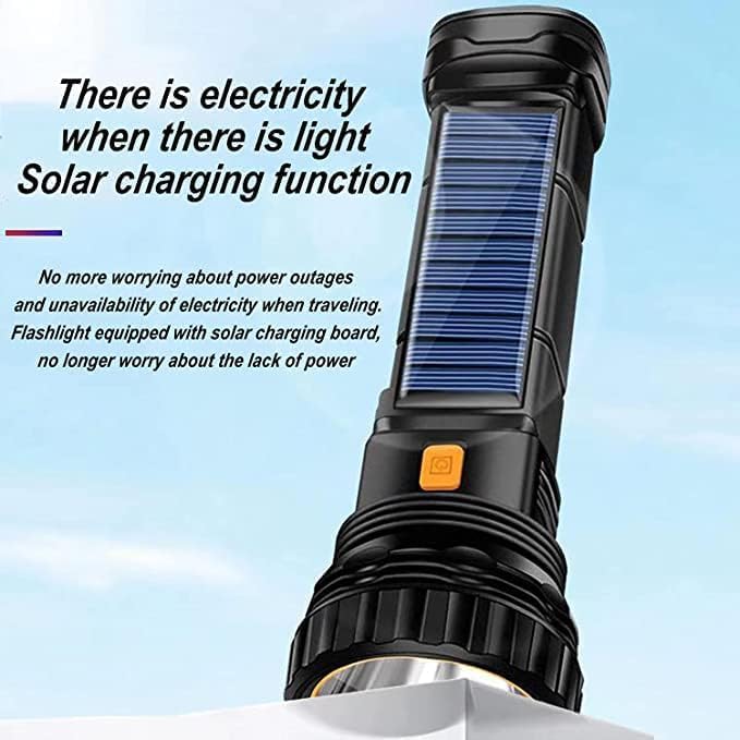 E-Shidai 4Pcs Solar/Rechargeable Multi Function 1000 Lumens Led Flashlight, With Emergency Strobe Light And 1200 Mah Battery, Em