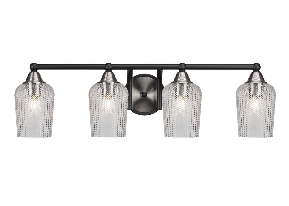 Toltec Lighting Paramount 4 Light Bath Bar In Matte Black & Brushed Nickel (3424-Mbbn-4250)