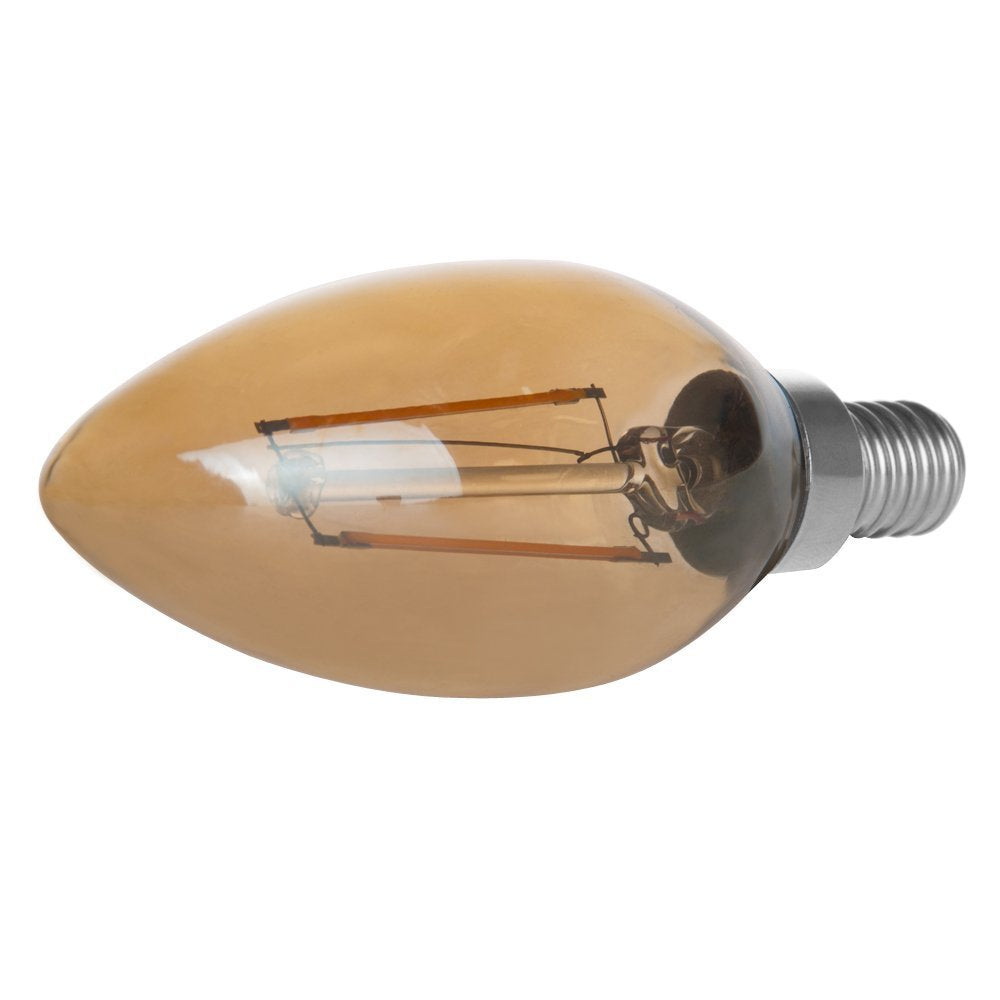 Hero-Led B10-Dsgt-2W-Ww22 Dimmable Gold Tint B10 E12 2W Candelabra Style Led Filament Chandelier Light Candle Bulb, 25W Equivale