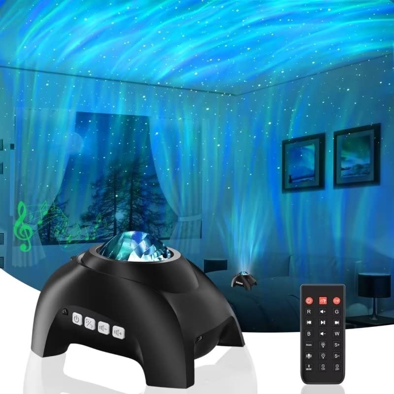 Vinwark Northern Lights Aurora Projector, Bluetooth Speaker, Black, Model HJ-XKD09