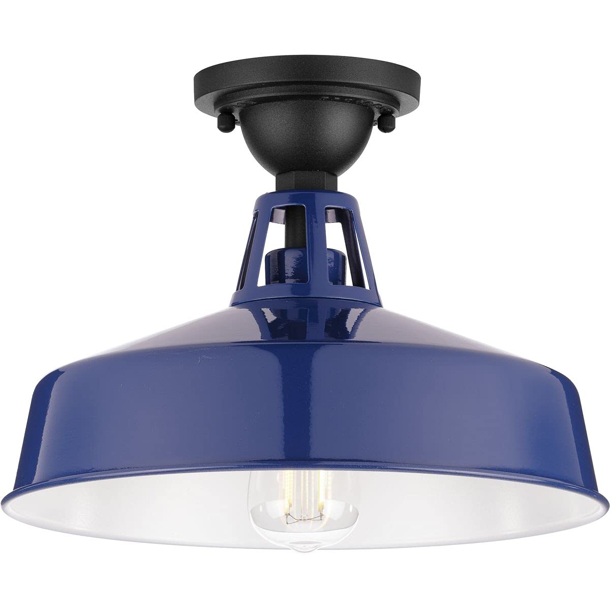 Cedar Springs Collection 1-Light Farmhouse Outdoor Semi-Flush Mount Light Navy