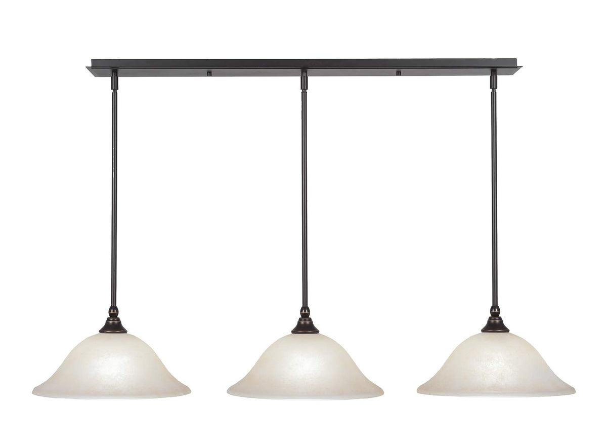 Toltec Lighting 3 Light Linear Pendalier In Dark Granite (36-Dg-523)