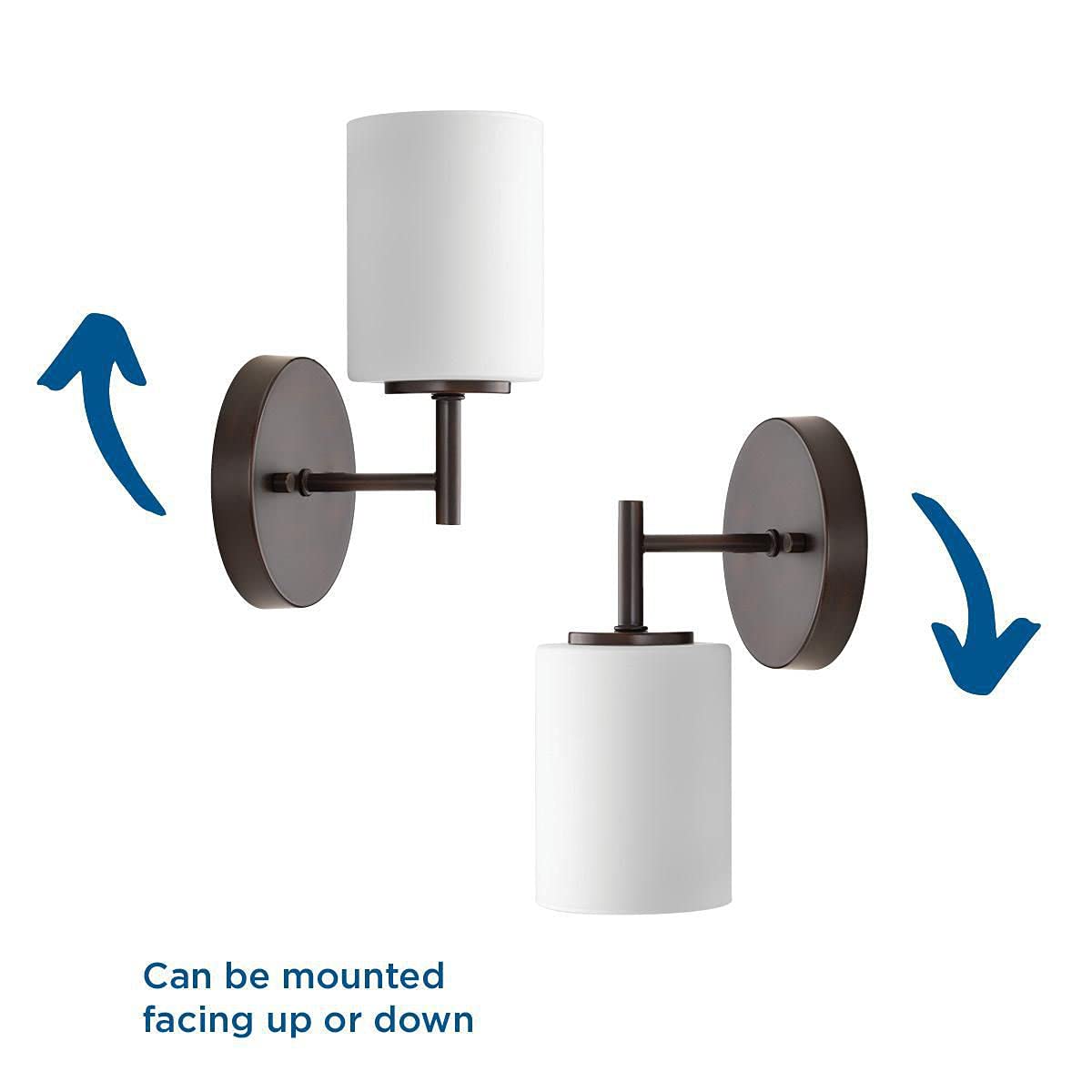 Progress Lighting Replay Collection 1-Light Etched White Glass Modern Bath Vanity Light Antique Bronze