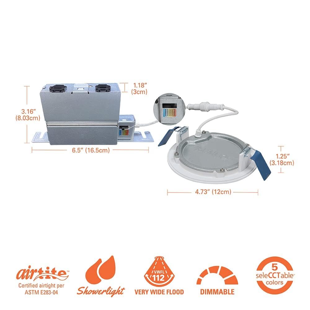 Halo Hlb 4-Inch Thin Recessed Indoor/Outdoor Canless Led Downlight W/Selectable Color Temperatures; Hlb4069Fs1Emwr