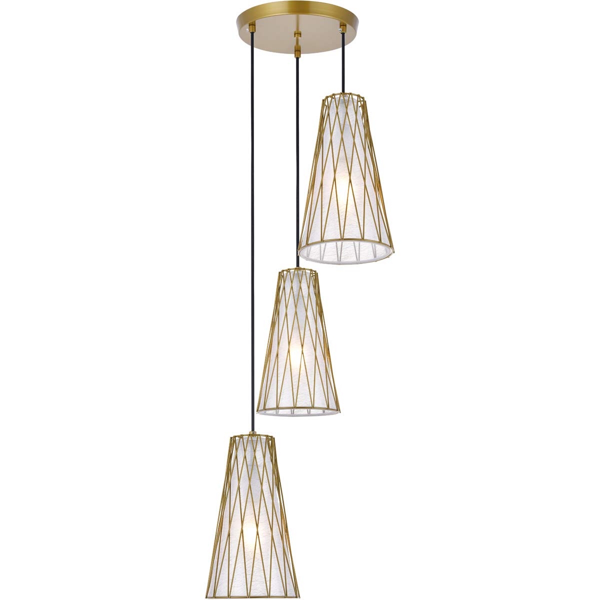 LIVING DISTRICT Living District Modesta 3 Light Pendant, Brass, Model LD2416BR