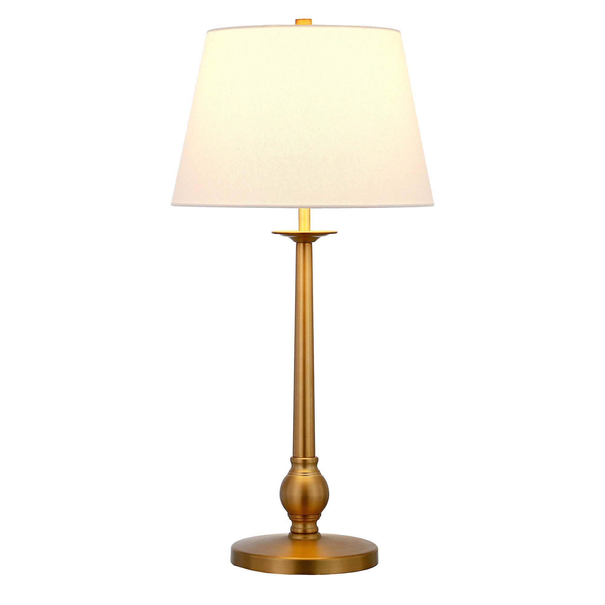 Homeroots 524376 28 In. Brass Metal Table Lamp With White Empire Shade