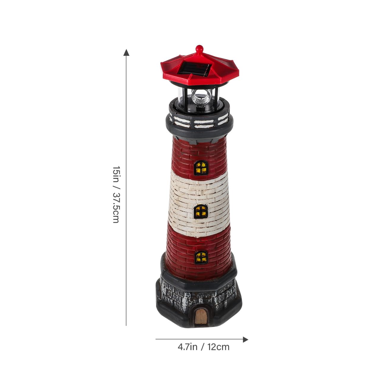 Housoutil Outdoor Solar Lighthouse Lamp Decor - 15 LED Tall Solar Lighthouse with Rotating Beacon - Waterproof Lighthouse for Ga