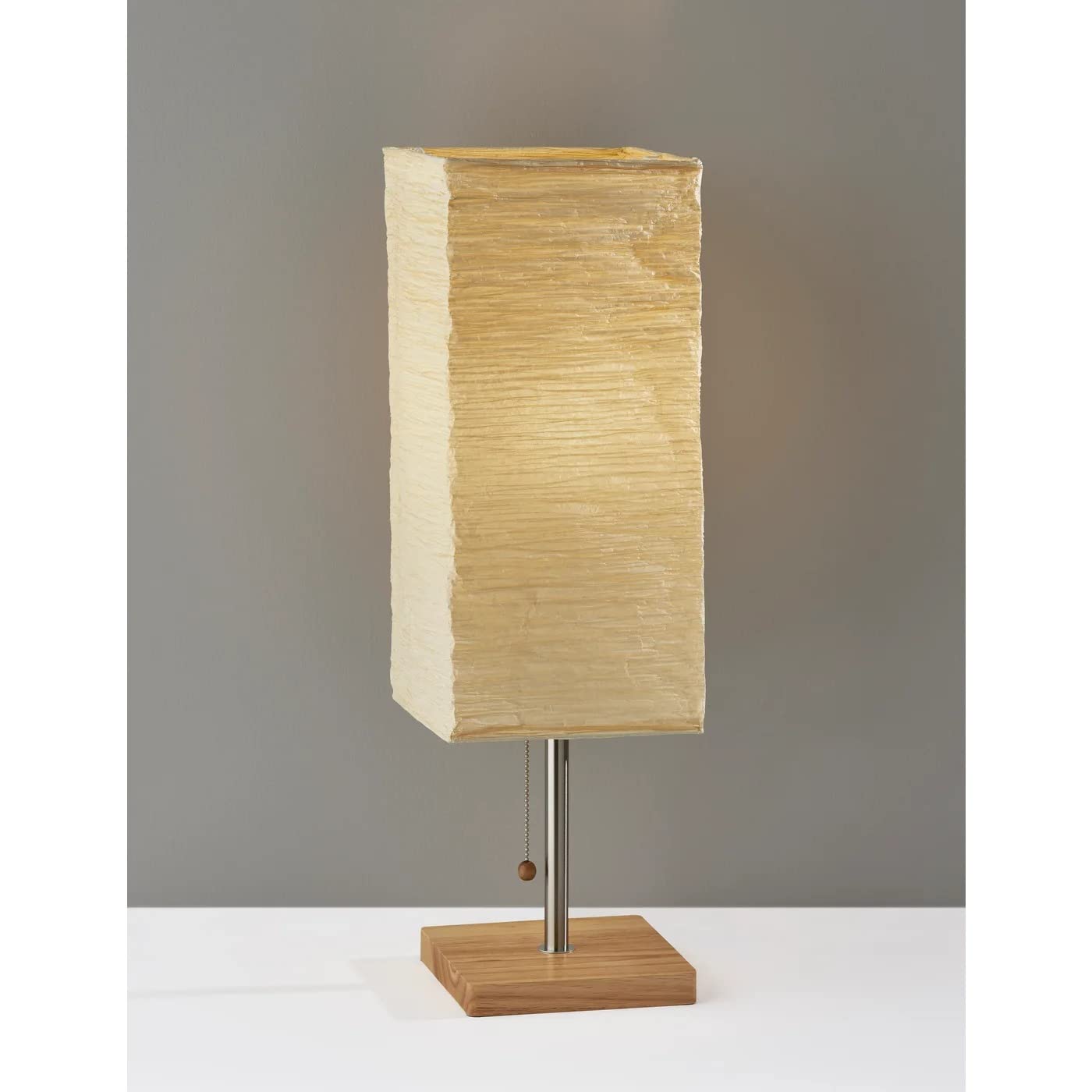 Adesso 8021-12 Dune Table Lamp, 25 In., 100 W Incandescent/ 26W Cfl, Natural Rubber Wood/Steel Accents, 1 Table Lamp , White