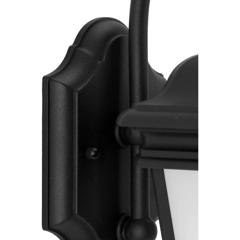 Progress Lighting Crawford 1-Light Outdoor Wall Lantern, Etched Glass, Aluminum, 12.50x6.50x6.50, Textured Black, Model P6630-31MD