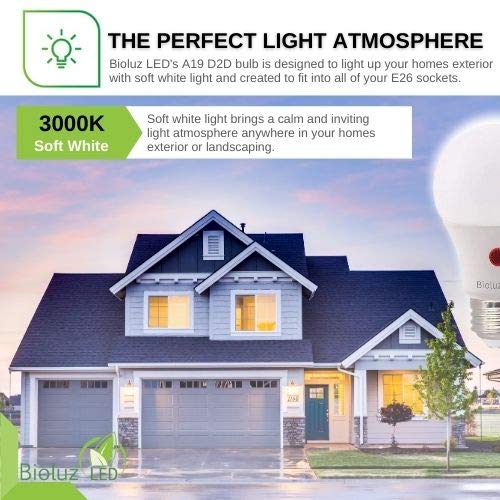 Bioluz Led Dusk To Dawn Light Bulb, 9W (60W Equivalent) A19 Led Light Bulb With Photocell Sensor, Auto On/Off, 3000K Soft White