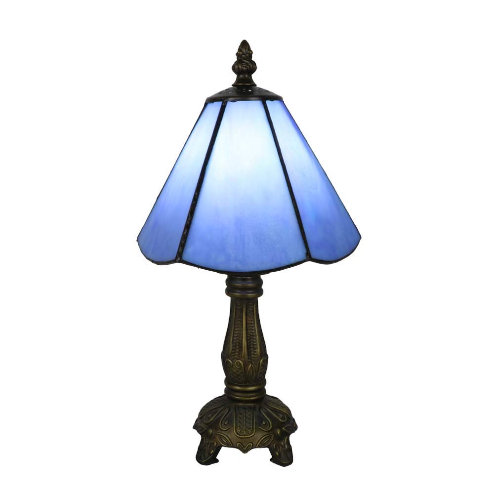 Tokira Tiffany Table Lamp  6 Mini Stained Glass Small Tiffany Table Lamp for Lounge  Blue Minimalism Lights for Living Room/Bedroom/Study  Gift Lights [Free Bulb]