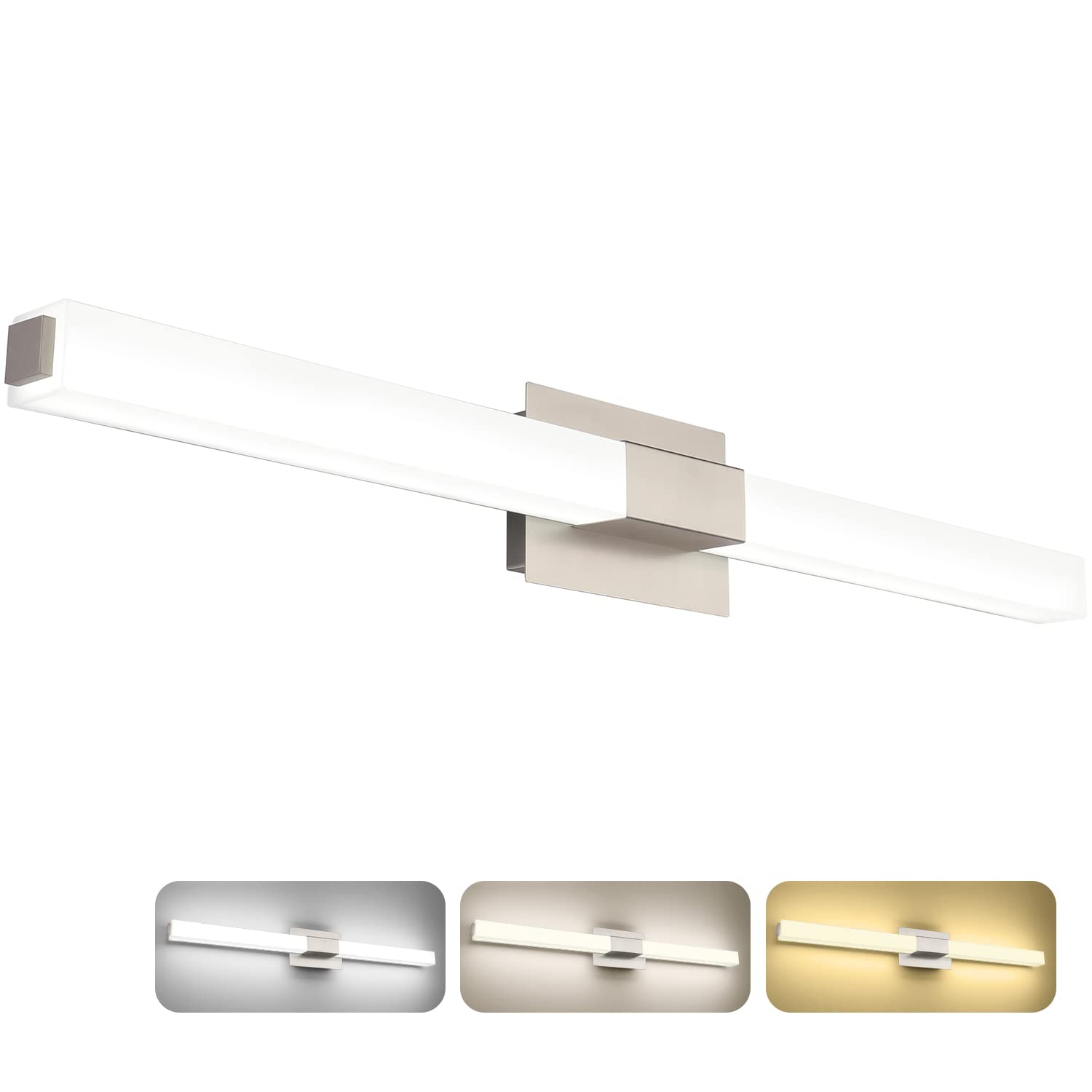 ZUZITO 40in LED Vanity Lights Brushed Nickel 3CCT Dimmable Bathroom Lighting Fixture Model S16001-1000mm-3C