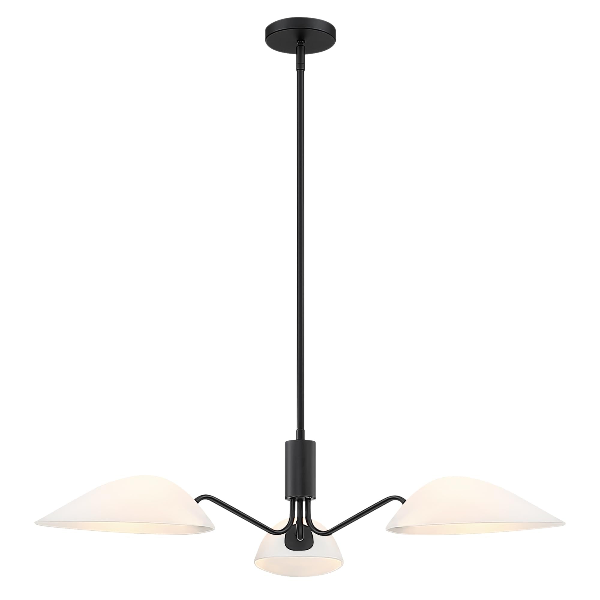 MEXO Modern Glass Chandeliers, Sputnik Chandelier Black Pendant Lighting Fixture Glass Shade Ceiling Light for Dining Room Kitch