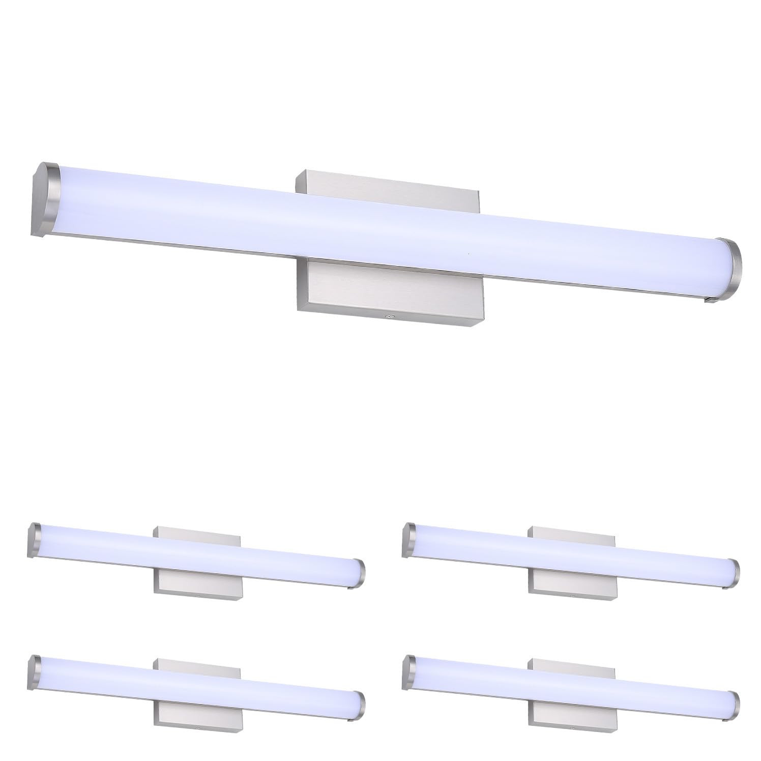 ASD LED Vanity Lighting Fixture 25W 1750LM 3CCT 24 Inch Brushed Nickel 4 Pack
