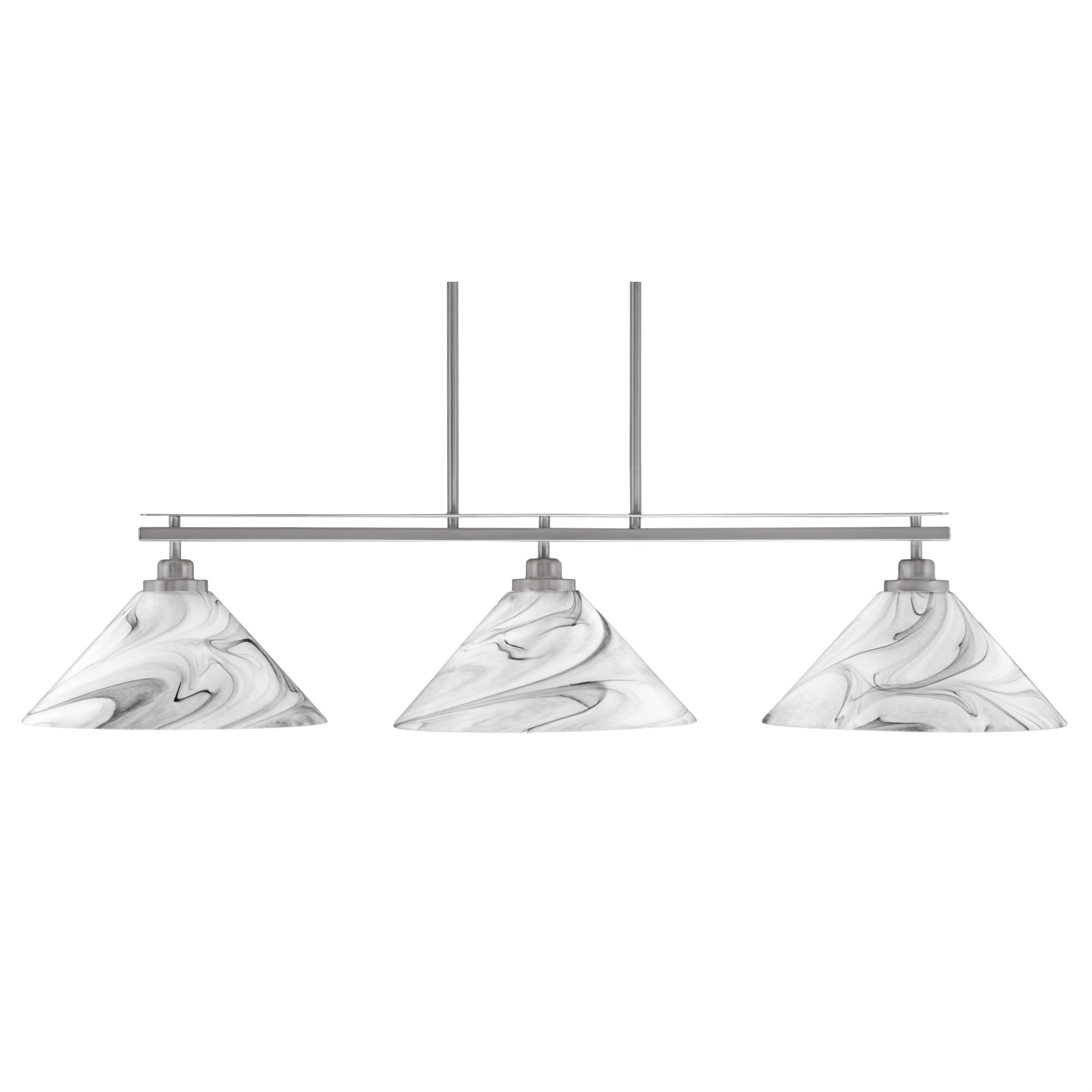 Toltec Lighting Odyssey 3 Light Island Light, Brushed Nickel Finish, 12in Onyx Swirl Glass